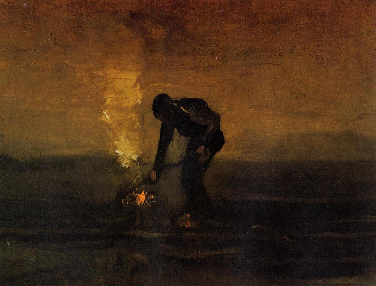 Peasant Burning Weeds (1883) Vincent van Gogh tablo - Dekolata