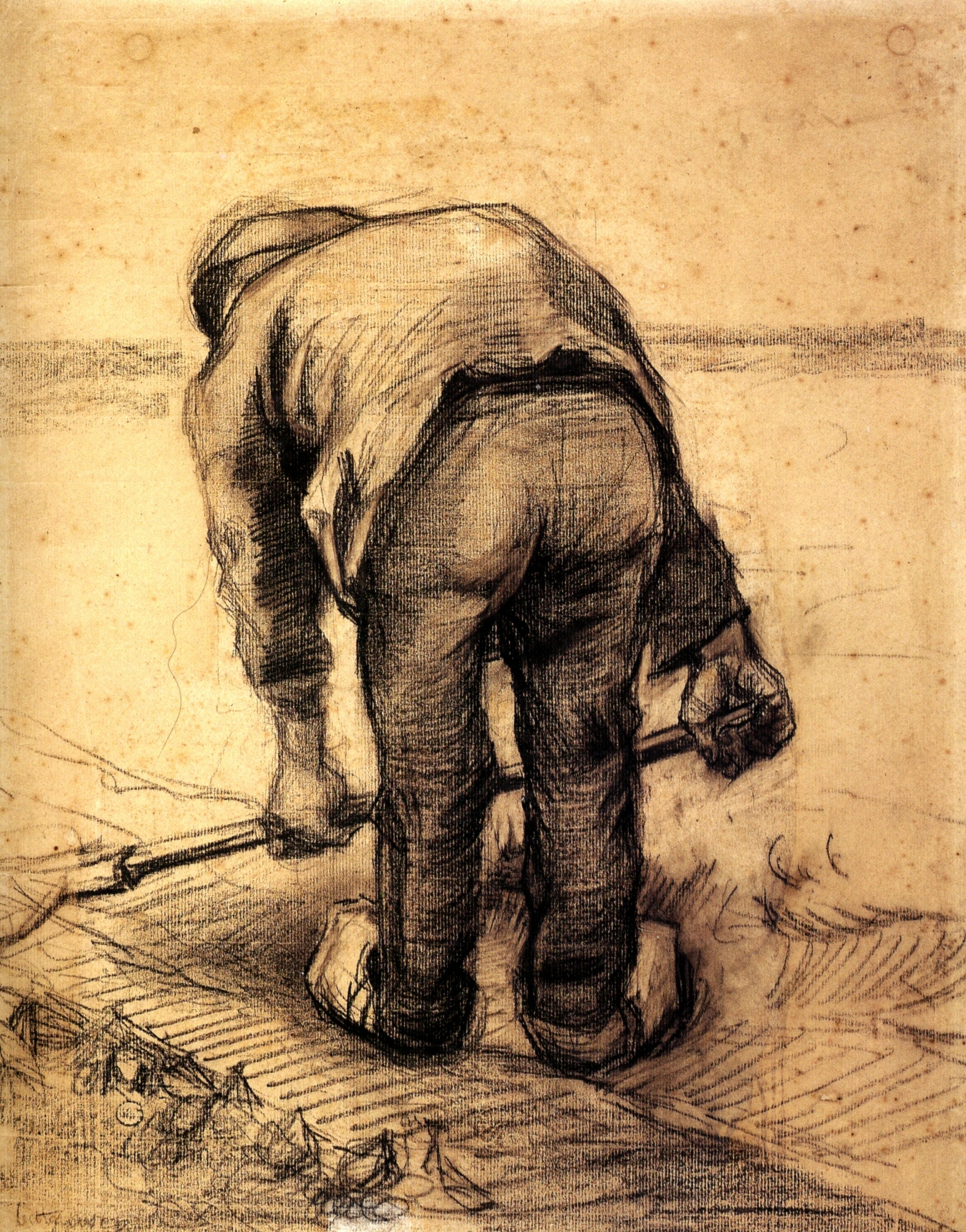 Peasant Lifting Beet (1885) Vincent van Gogh tablo - Dekolata