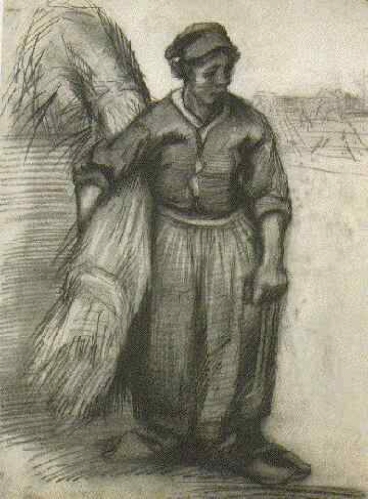Peasant Woman, Carrying a Sheaf of Grain (1885) Vincent van Gogh tablo - Dekolata