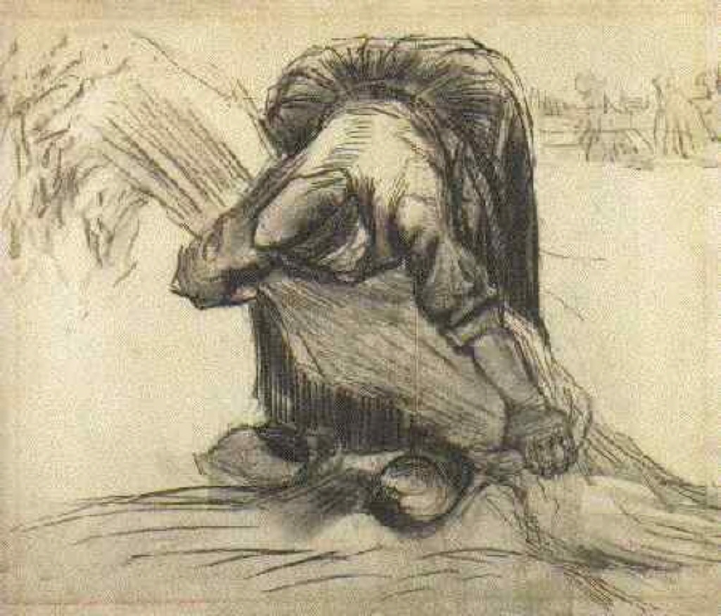 Peasant Woman, Picking Up a Sheaf of Grain (1885) Vincent van Gogh tablo - Dekolata