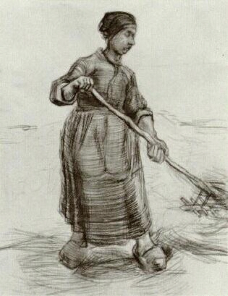 Peasant Woman, Pitching Wheat or Hay (1885) Vincent van Gogh tablo - Dekolata