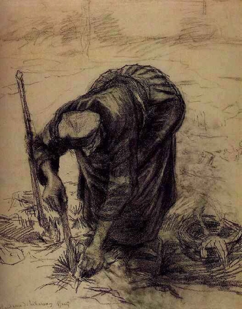 Peasant Woman, Planting Beets (1885) Vincent van Gogh tablo - Dekolata