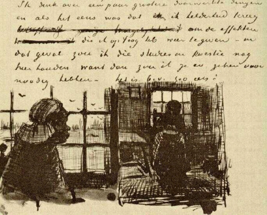 Peasant Woman, Seen against the Window, Head and Whole Figure (1885) – Vincent van Gogh Tablo