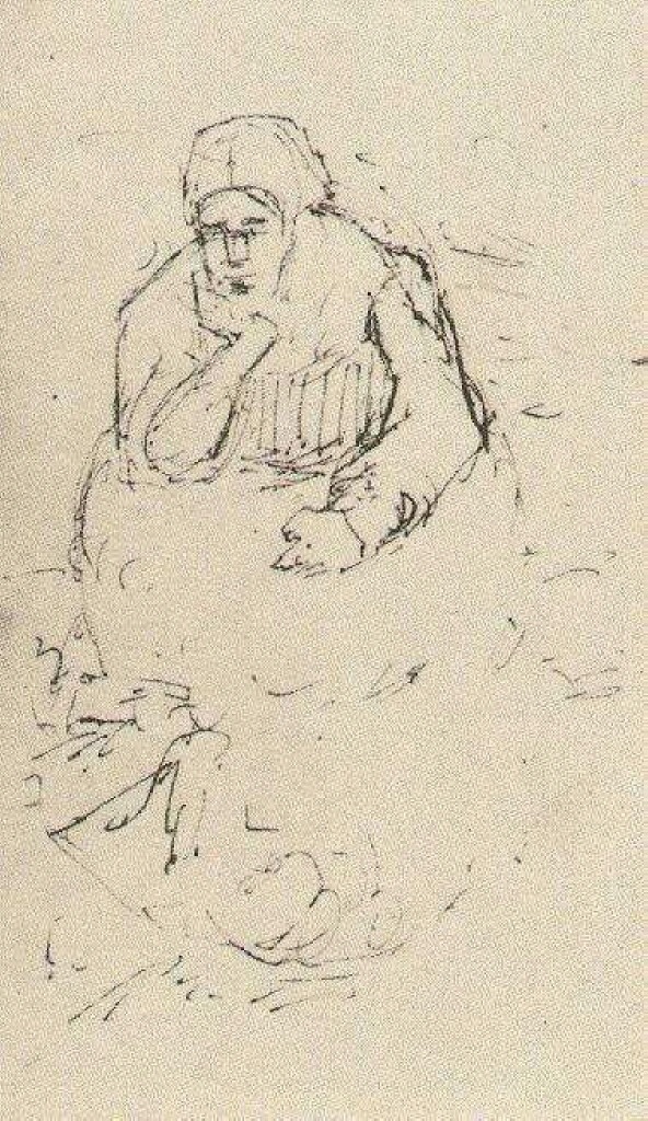 Peasant Woman, Sitting with Chin in Hand (1885) Vincent van Gogh tablo - Dekolata