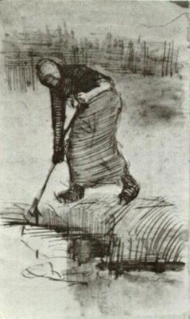 Peasant Woman, Standing near a Ditch or Pool (1885) Vincent van Gogh tablo - Dekolata