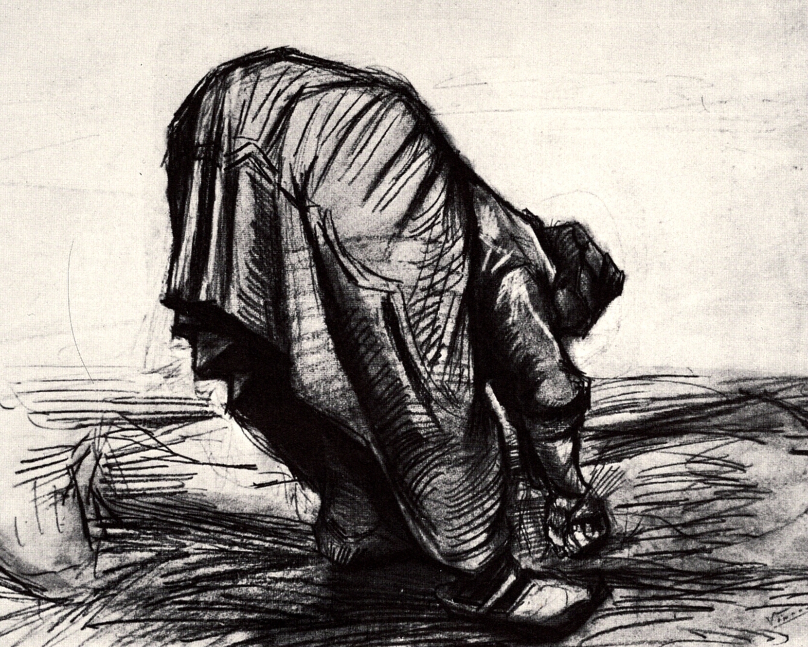 Peasant Woman, Stooping, Seen from the Back (1885) Vincent van Gogh tablo - Dekolata