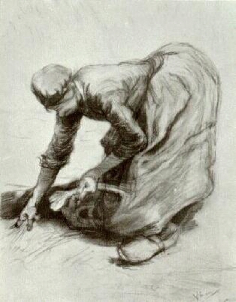 Peasant Woman, Stooping (1885) Vincent van Gogh tablo - Dekolata