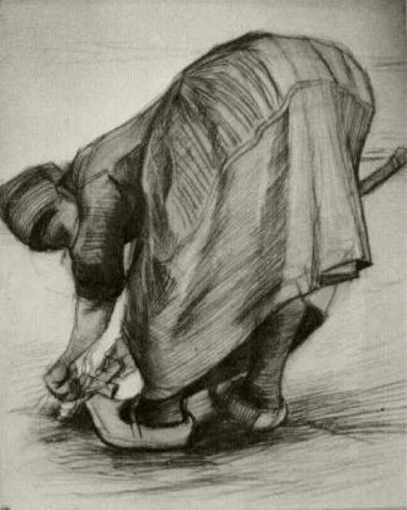 Peasant Woman, Stooping with Spade, Possibly Digging Up Carrots (1885) – Vincent van Gogh Tablo
