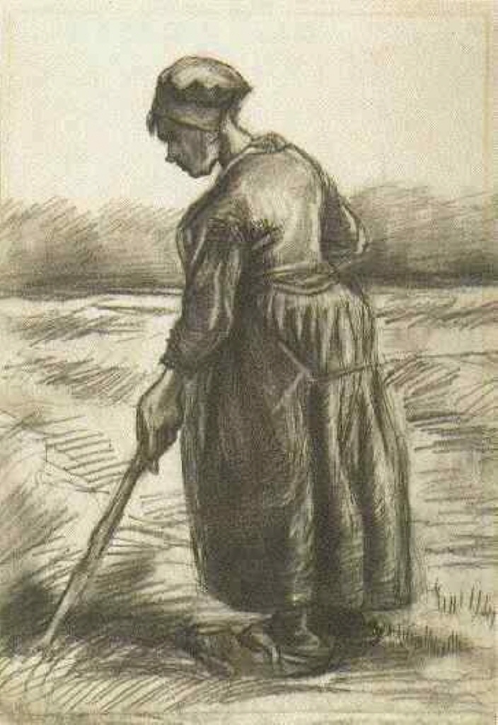 Peasant Woman, Working with a Long Stick (1885) Vincent van Gogh tablo - Dekolata