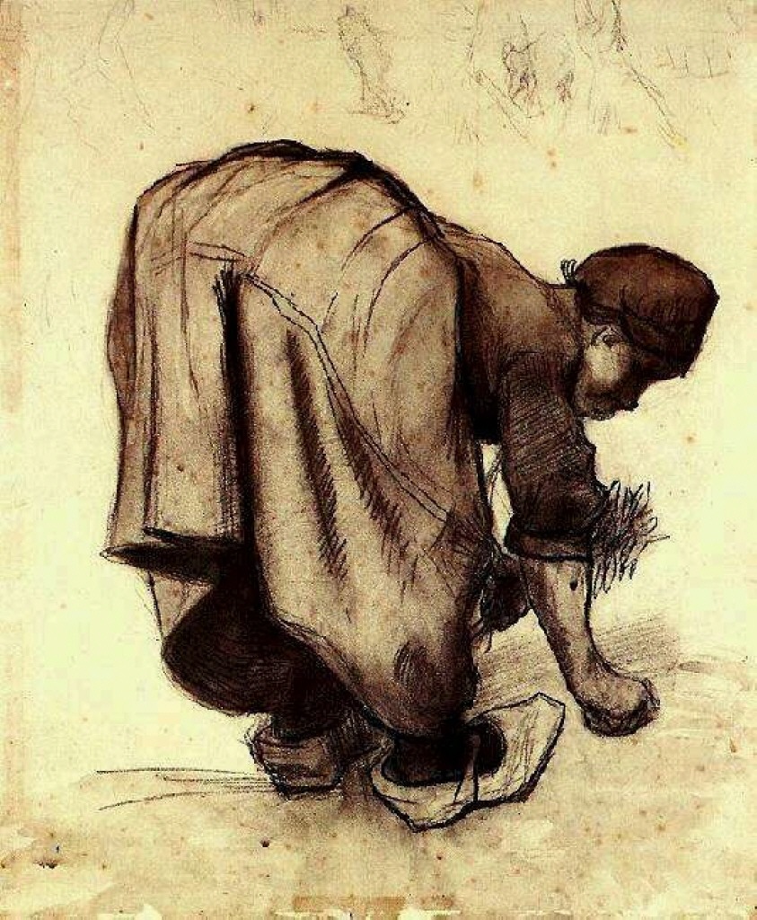 Peasant Woman Bending Over (1885) Vincent van Gogh tablo - Dekolata