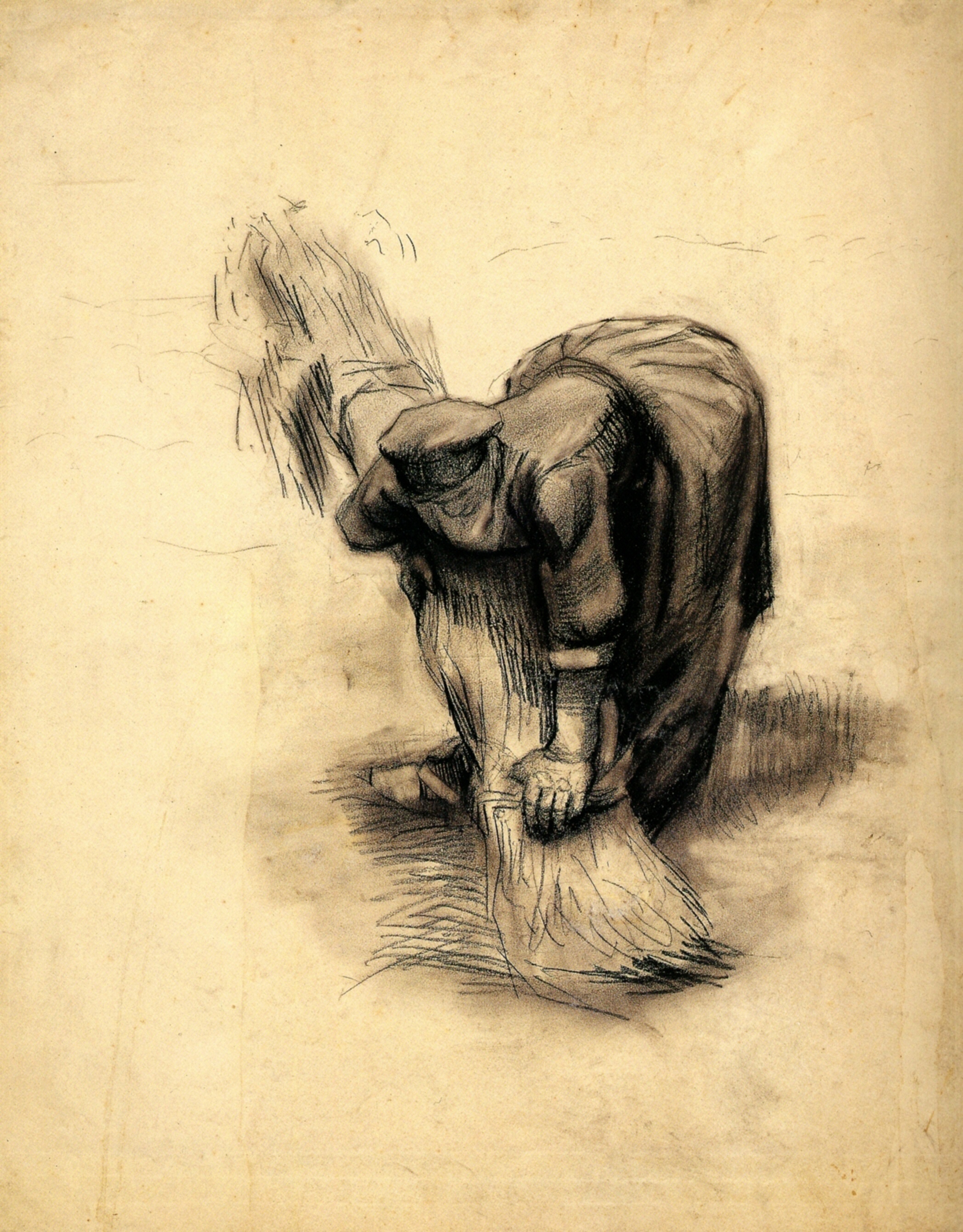 Peasant Woman Binding Sheaves (1885) Vincent van Gogh tablo - Dekolata