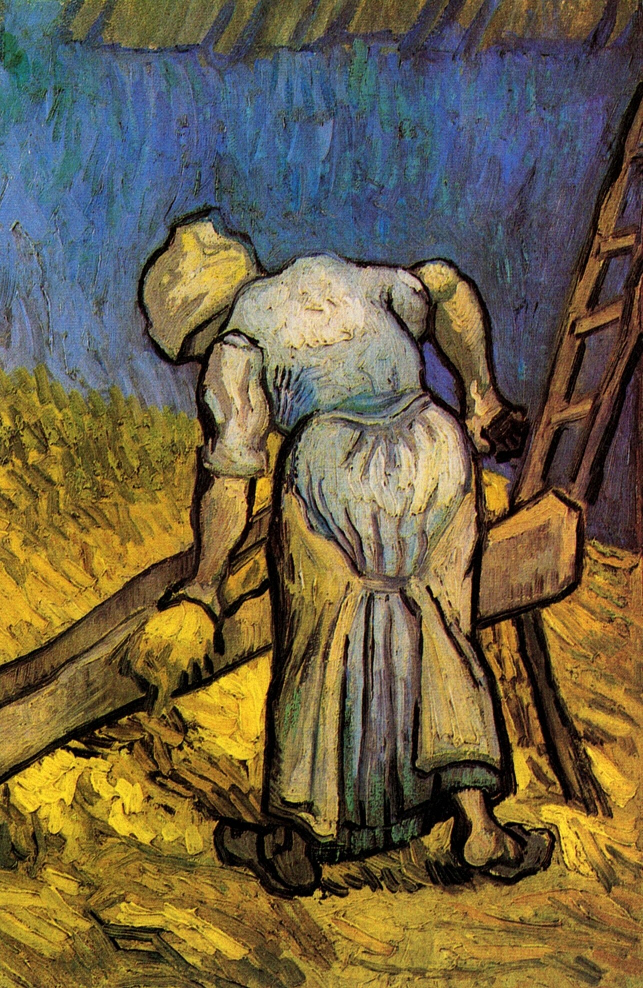 Peasant Woman Cutting Straw after Millet (1889) – Vincent van Gogh Tablo