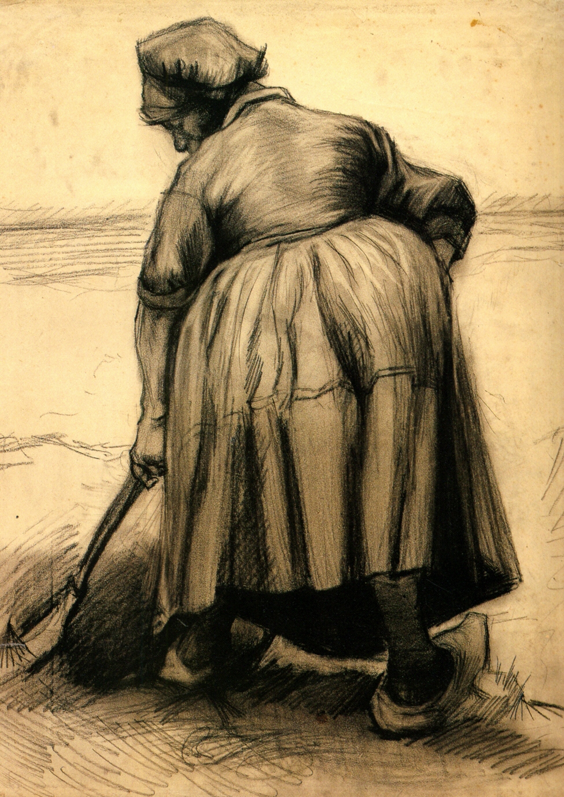 Peasant Woman Digging (1885) Vincent van Gogh tablo - Dekolata