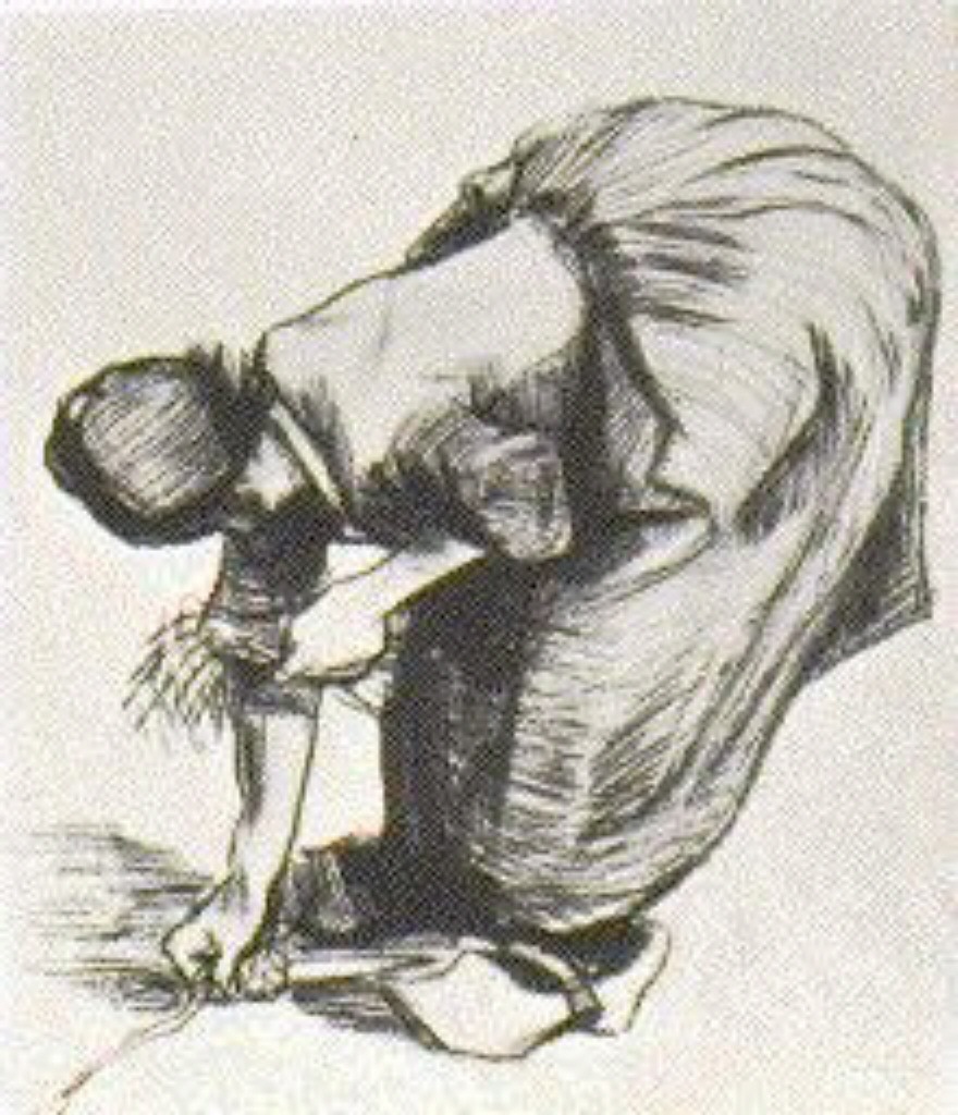 Peasant Woman Gleaning (1885) Vincent van Gogh tablo - Dekolata