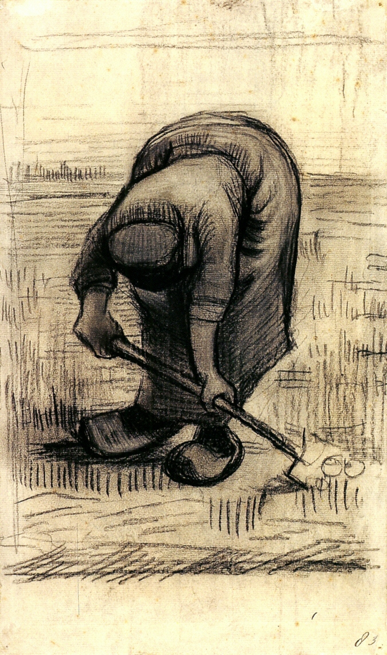 Peasant Woman Lifting Potatoes (1885) Vincent van Gogh tablo - Dekolata