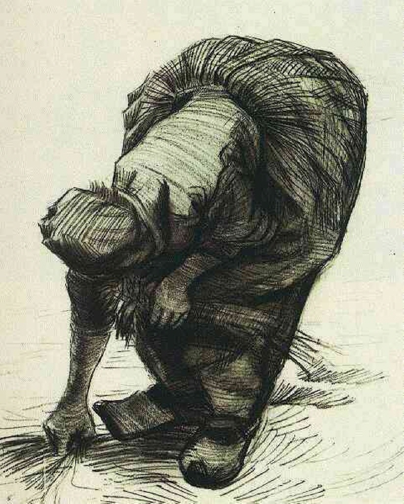 Peasant Woman Stooping and Gleaning (1885) – Vincent van Gogh Tablo