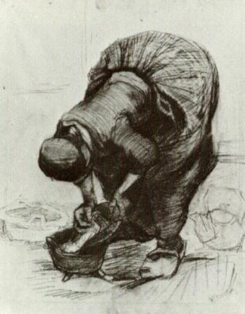 Peasant Woman at the Washtub (1885) Vincent van Gogh tablo - Dekolata