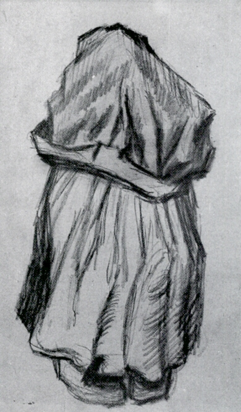 Peasant Woman with Shawl over her Head, Seen from the Back (1885) Vincent van Gogh tablo - Dekolata
