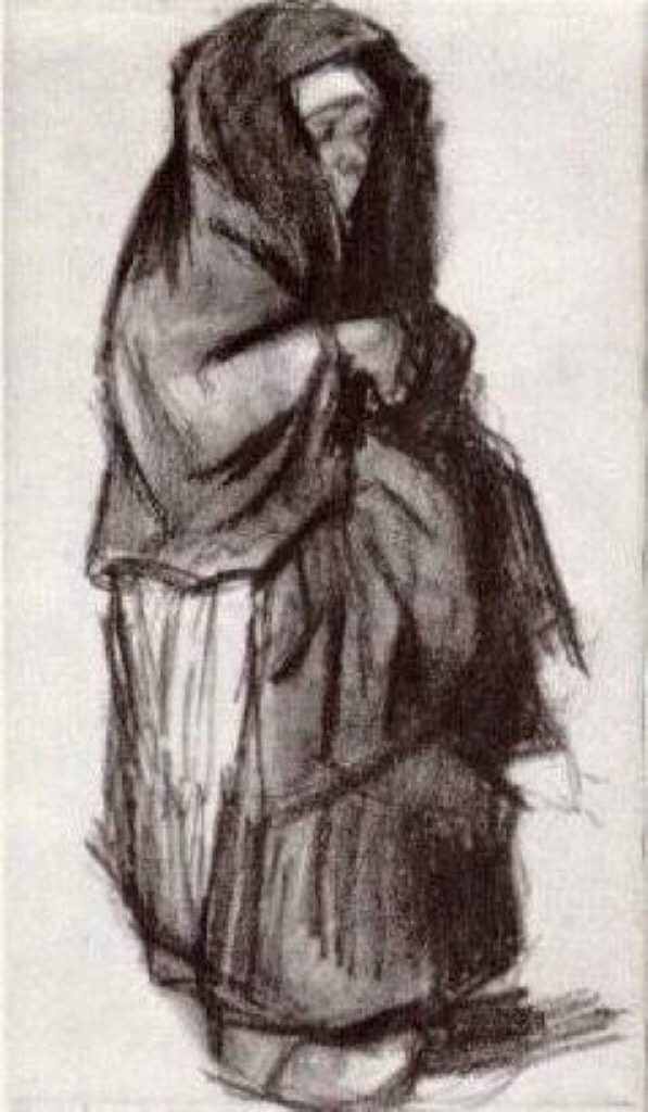 Peasant Woman with Shawl over her Head, Seen from the Side (1885) Vincent van Gogh tablo - Dekolata