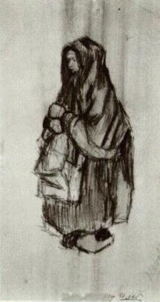 Peasant Woman with Shawl over her Head, Seen from the Side 2 (1885) Vincent van Gogh tablo - Dekolata
