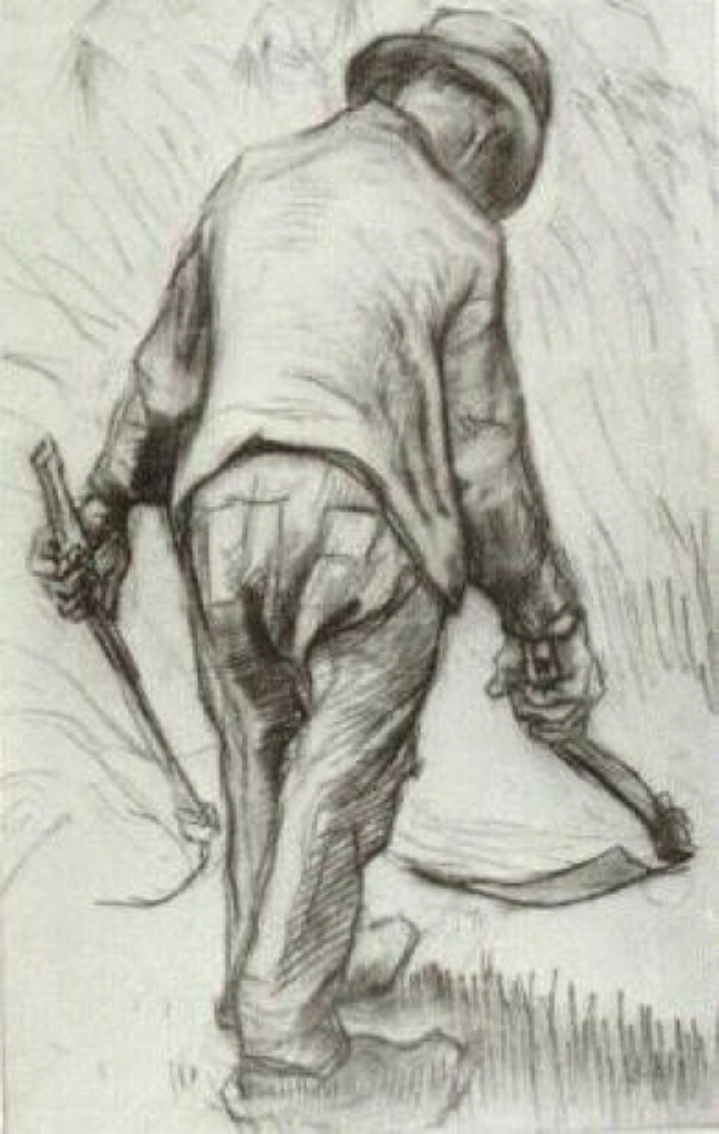 Peasant with Sickle, Seen from the Back (1885) Vincent van Gogh tablo - Dekolata
