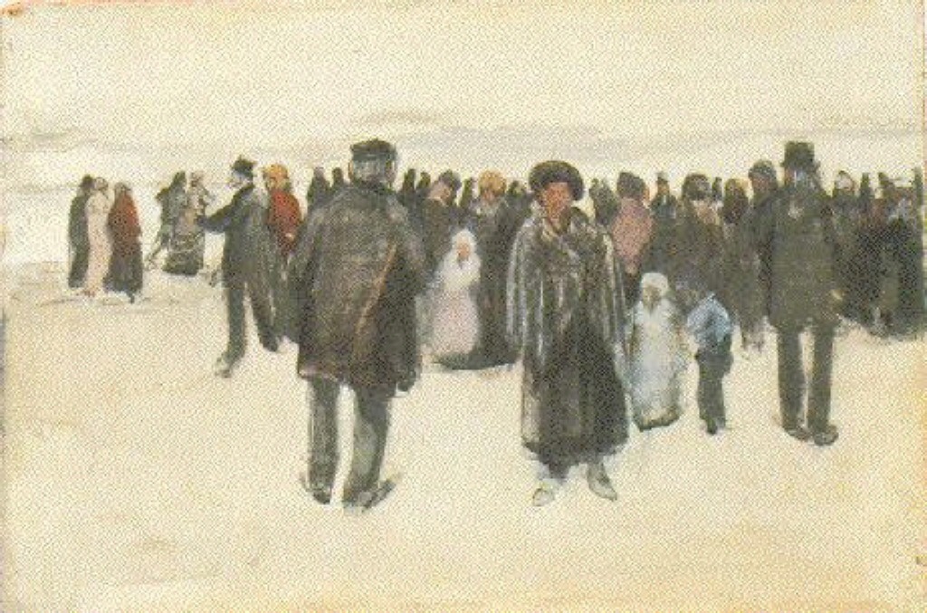 People Strolling on the Beach (1882) Vincent van Gogh tablo - Dekolata
