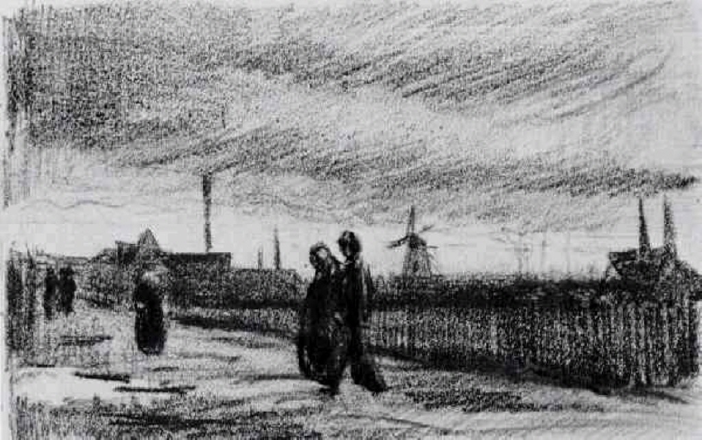 People Walking in Eindhoven (1885) Vincent van Gogh tablo - Dekolata