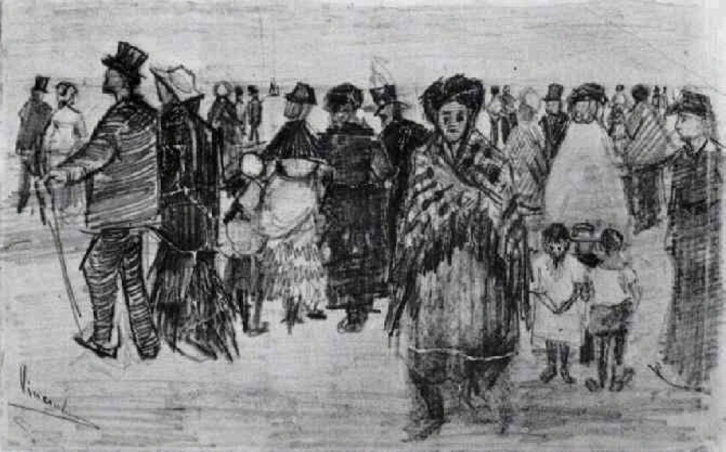People Walking on the Beach (1882) Vincent van Gogh tablo - Dekolata