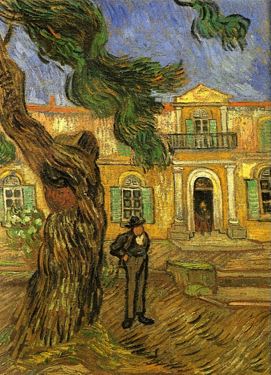 Pine Trees with Figure in the Garden of Saint Paul Hospital (1889) – Vincent van Gogh Tablo