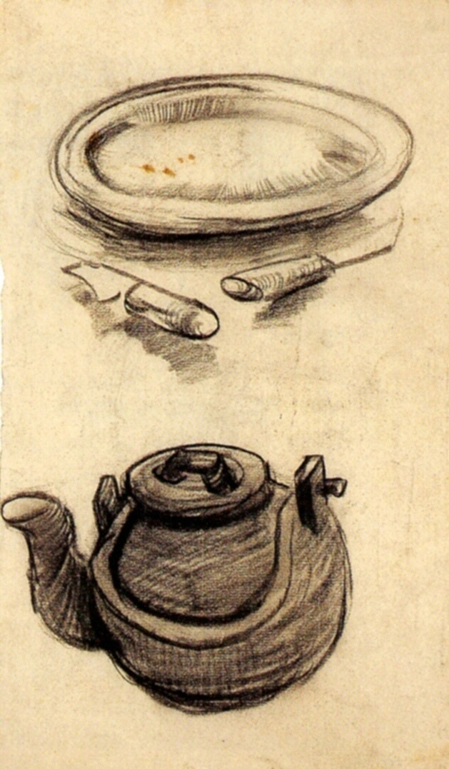 Plate with Cutlery and a Kettle (1885) Vincent van Gogh tablo - Dekolata