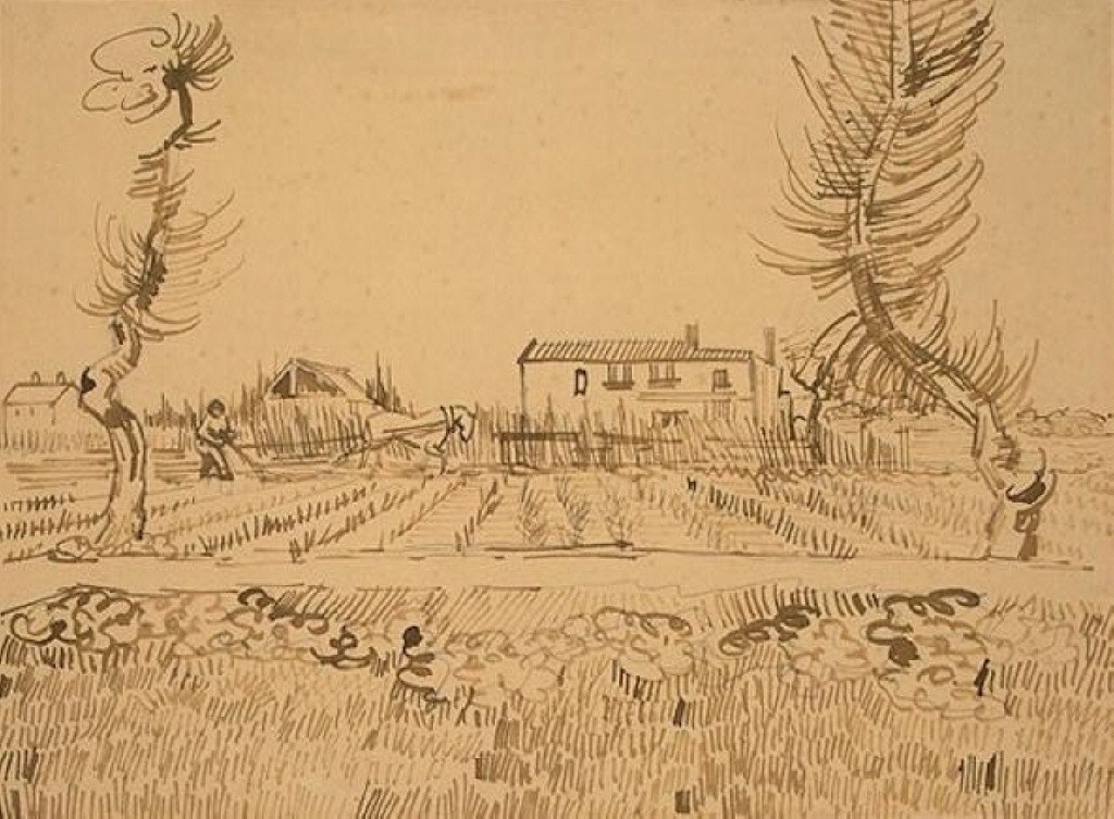 Ploughman in the Fields near Arles (1888) Vincent van Gogh tablo - Dekolata