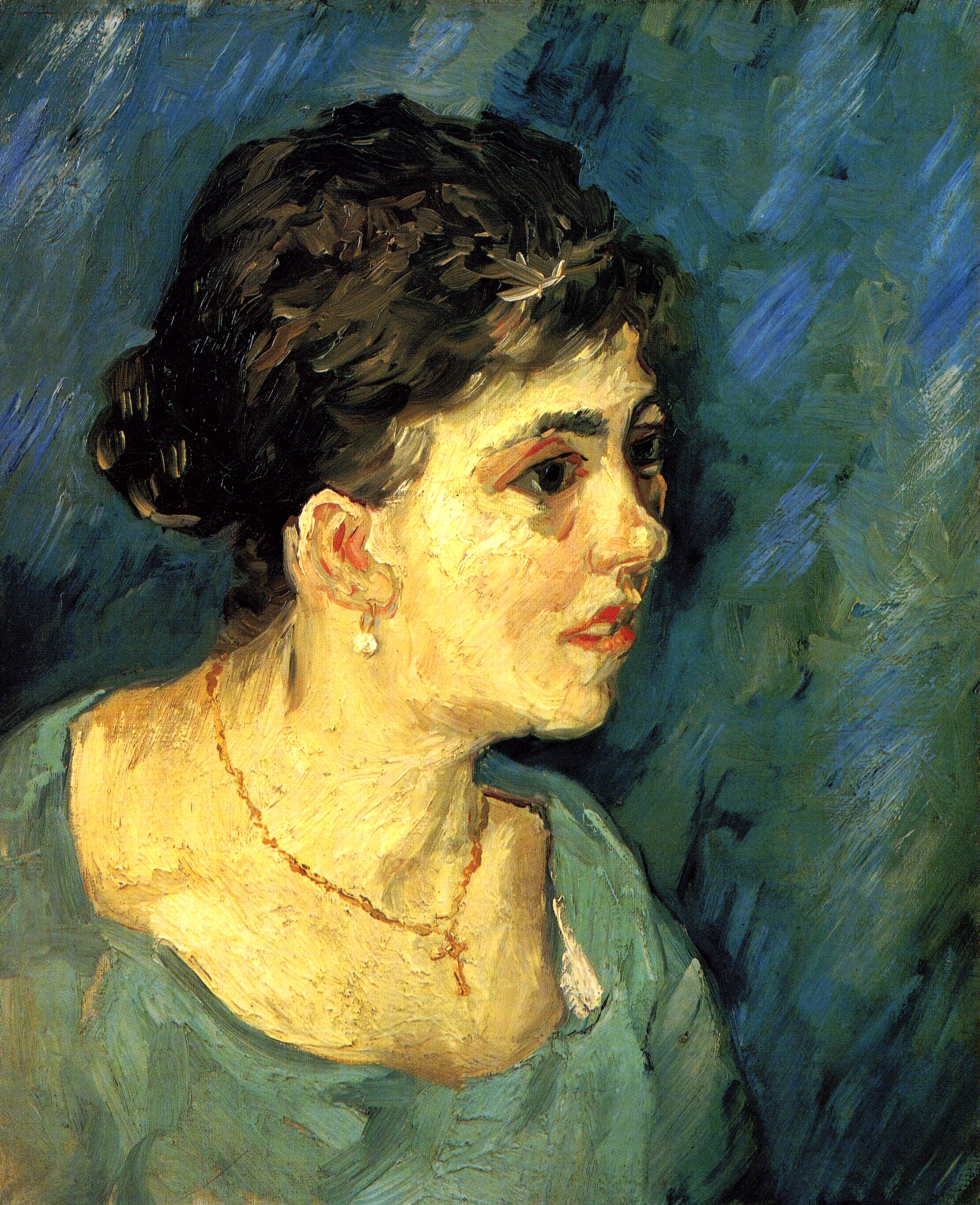 Portrait of Woman in Blue (1885) Vincent van Gogh tablo - Dekolata