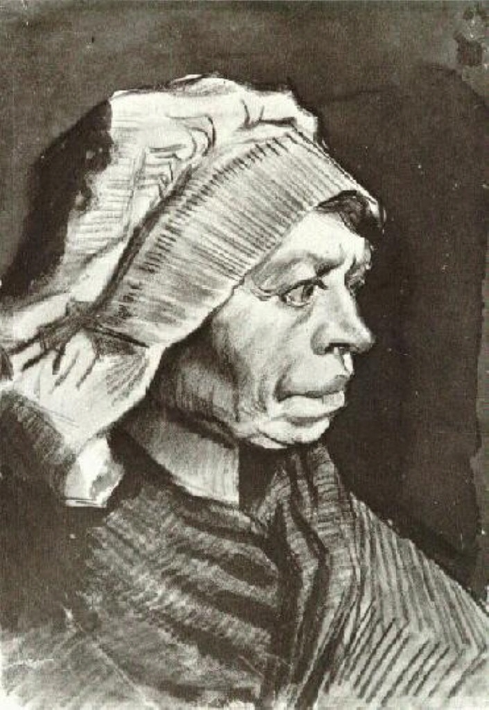 Portrait of a Woman (Head of a peasant woman with bonnet) (1885) Vincent van Gogh tablo - Dekolata