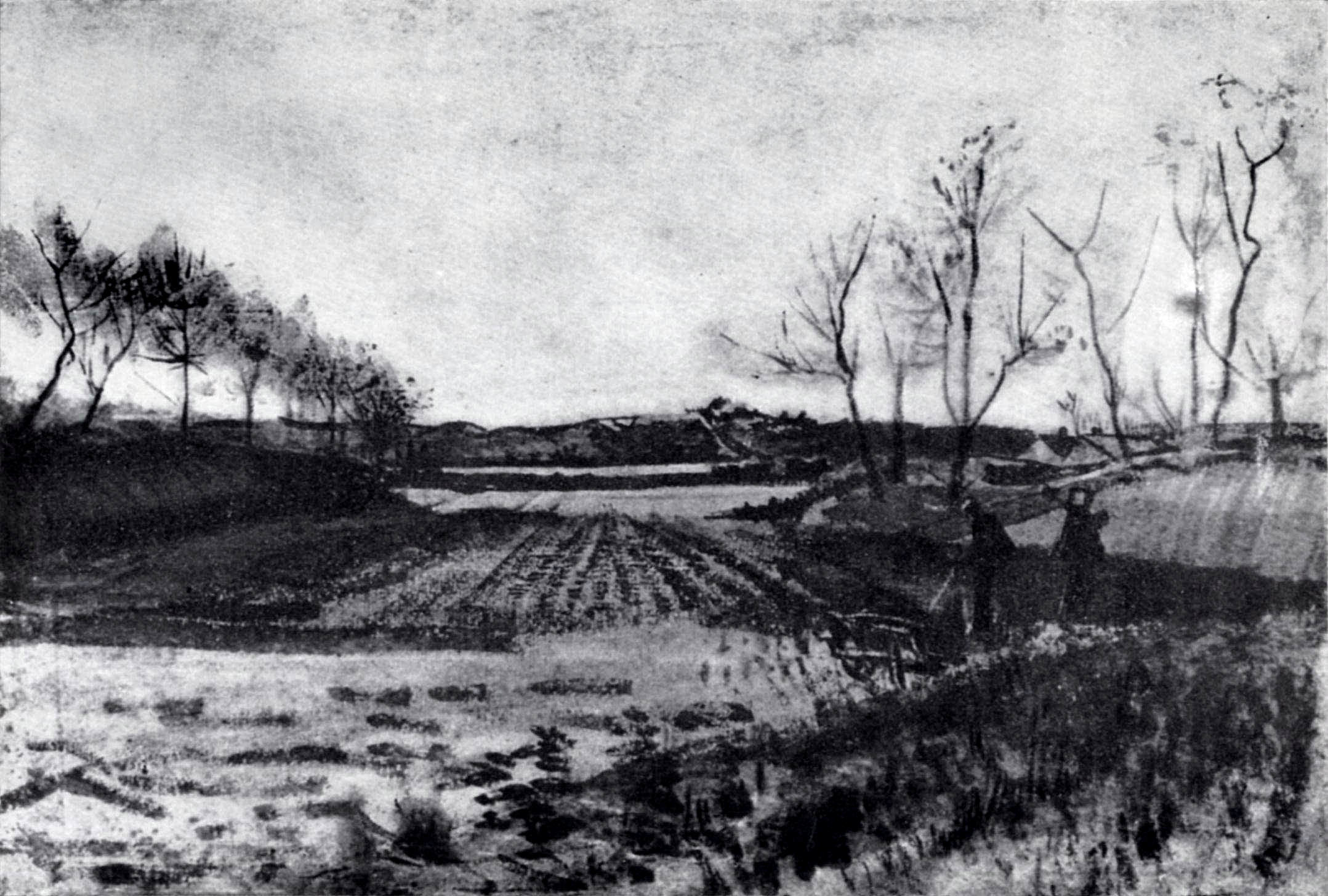 Potato field behind the dunes (1883) Vincent van Gogh tablo - Dekolata