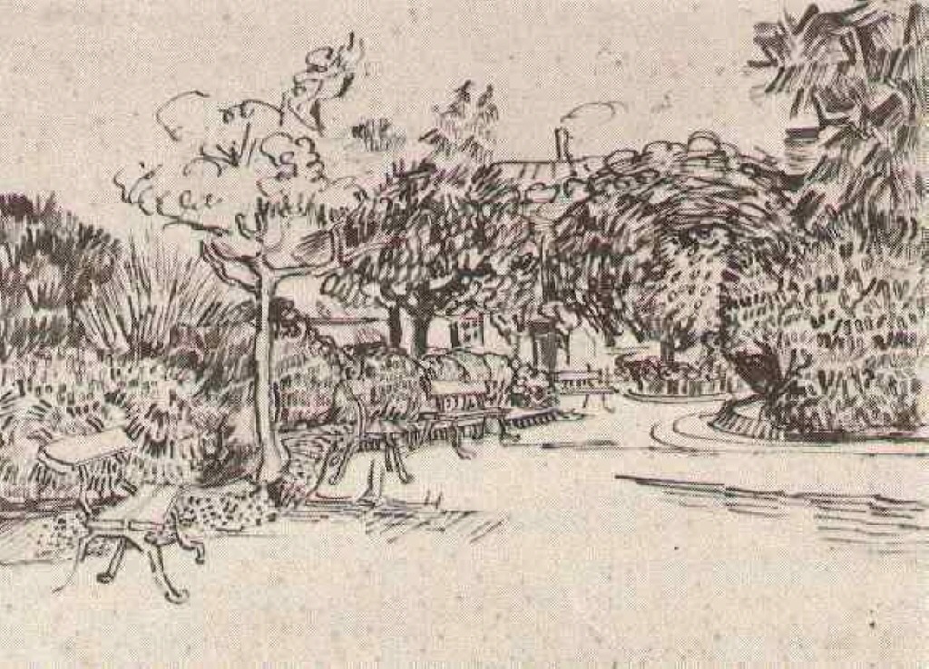 Public Garden with Benches (1888) Vincent van Gogh tablo - Dekolata