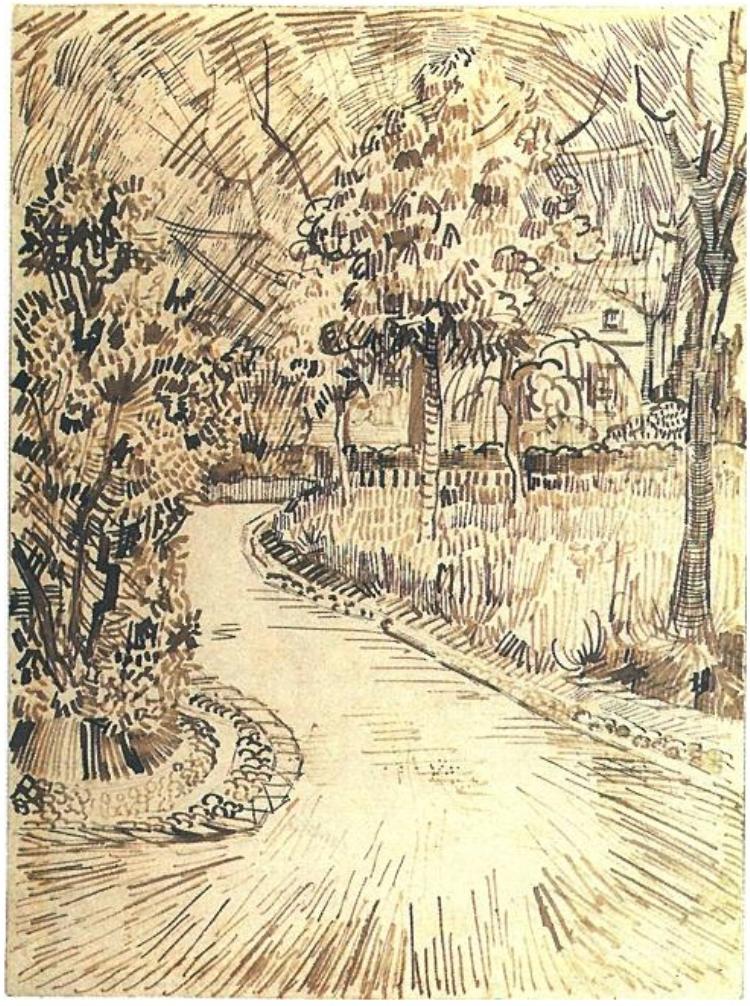 Public Garden with a Corner of the Yellow House (1888) – Vincent van Gogh Tablo