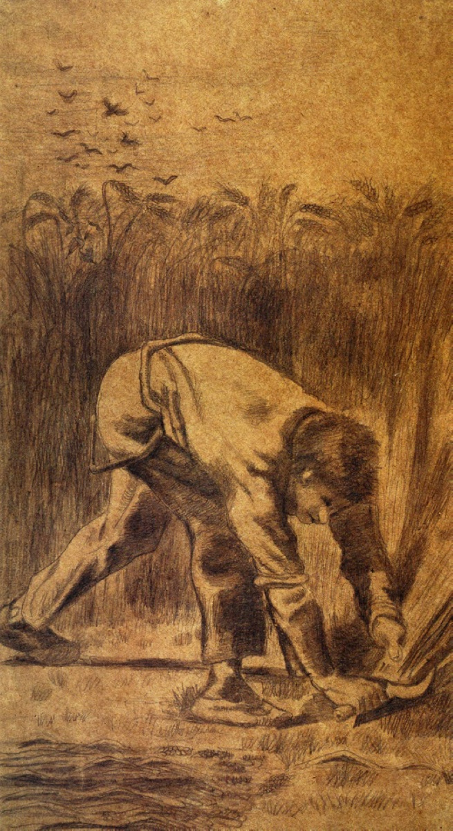 Reaper with Sickle (after Millet) (1881) Vincent van Gogh tablo - Dekolata