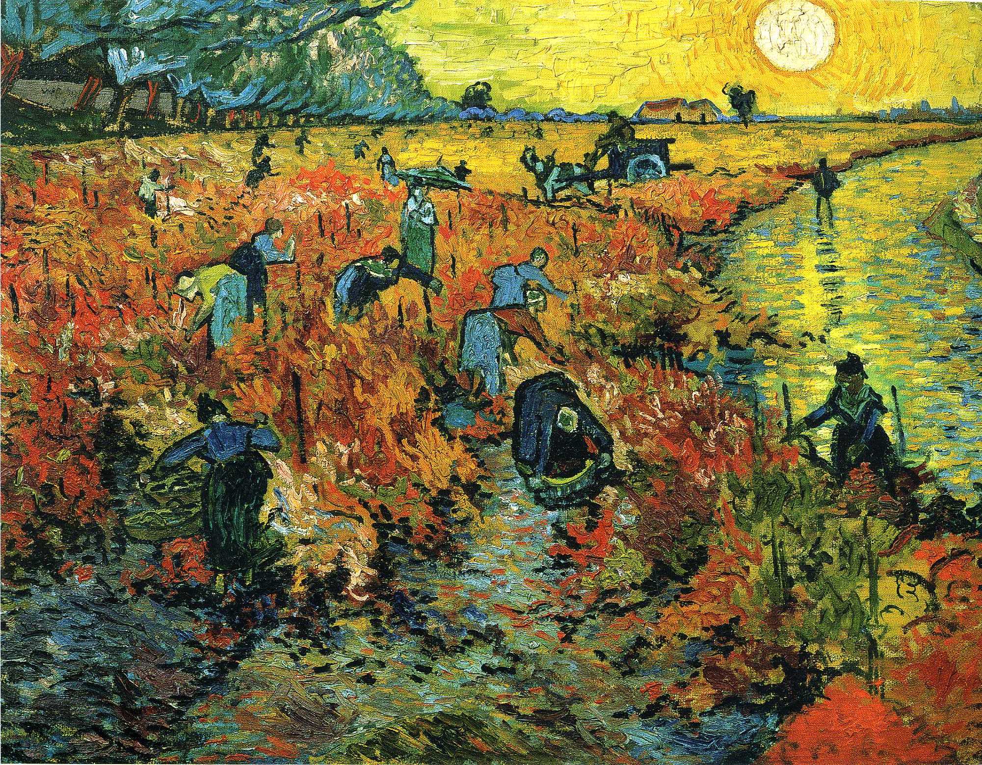 Red Vineyards at Arles (1888) Vincent van Gogh tablo - Dekolata