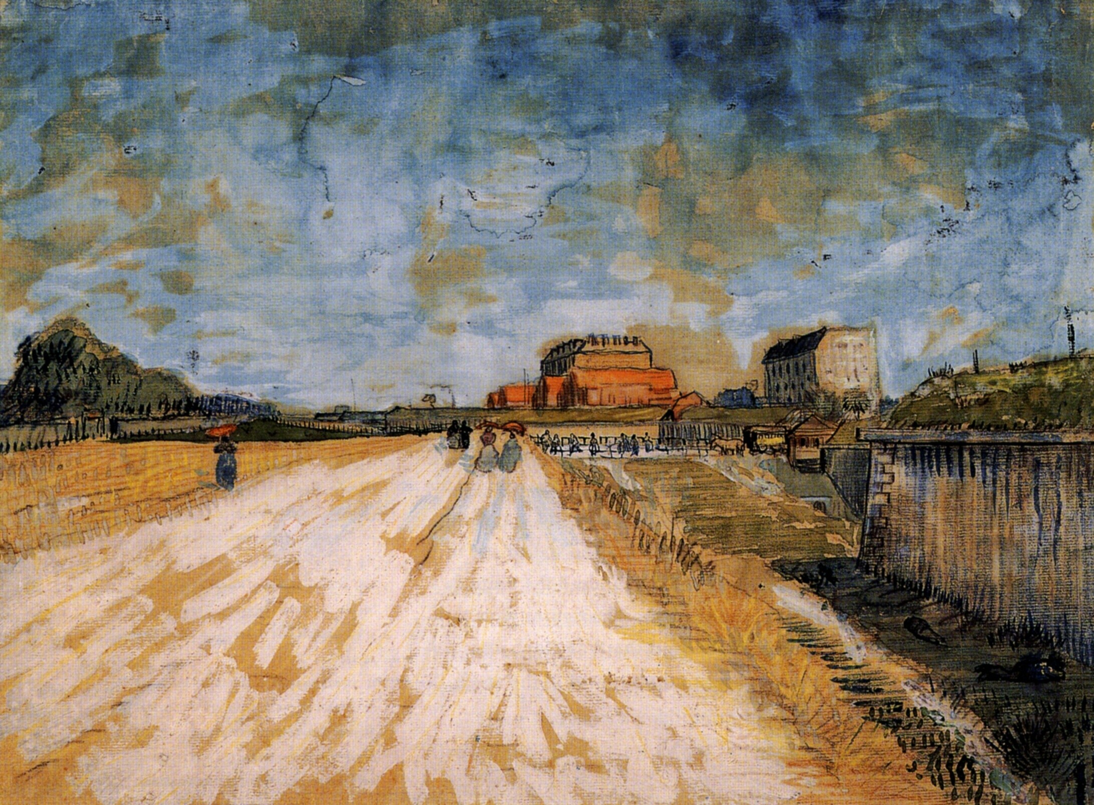 Road Running Beside the Paris Ramparts (1887) Vincent van Gogh tablo - Dekolata