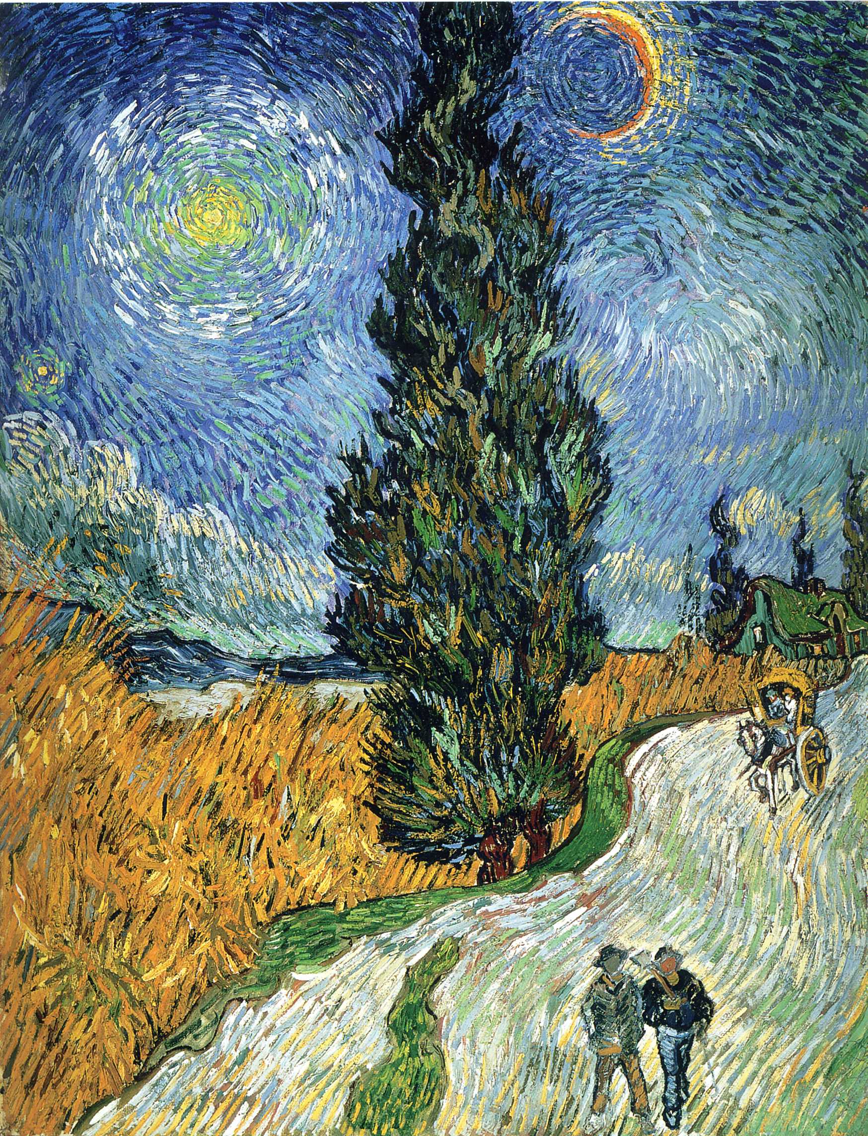 Road with Cypresses (1890) Vincent van Gogh tablo - Dekolata