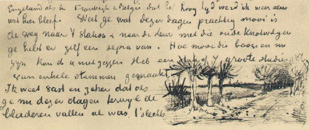 Road with Pollard Willows (1881) Vincent van Gogh tablo - Dekolata