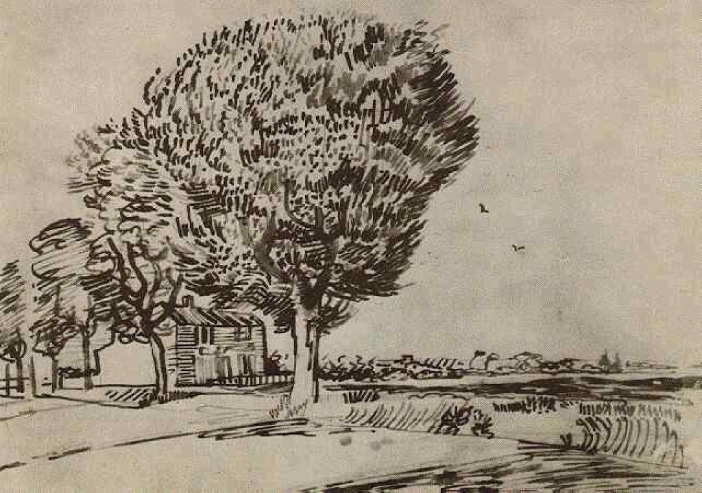 Road with Trees (1888) – Vincent van Gogh Tablo