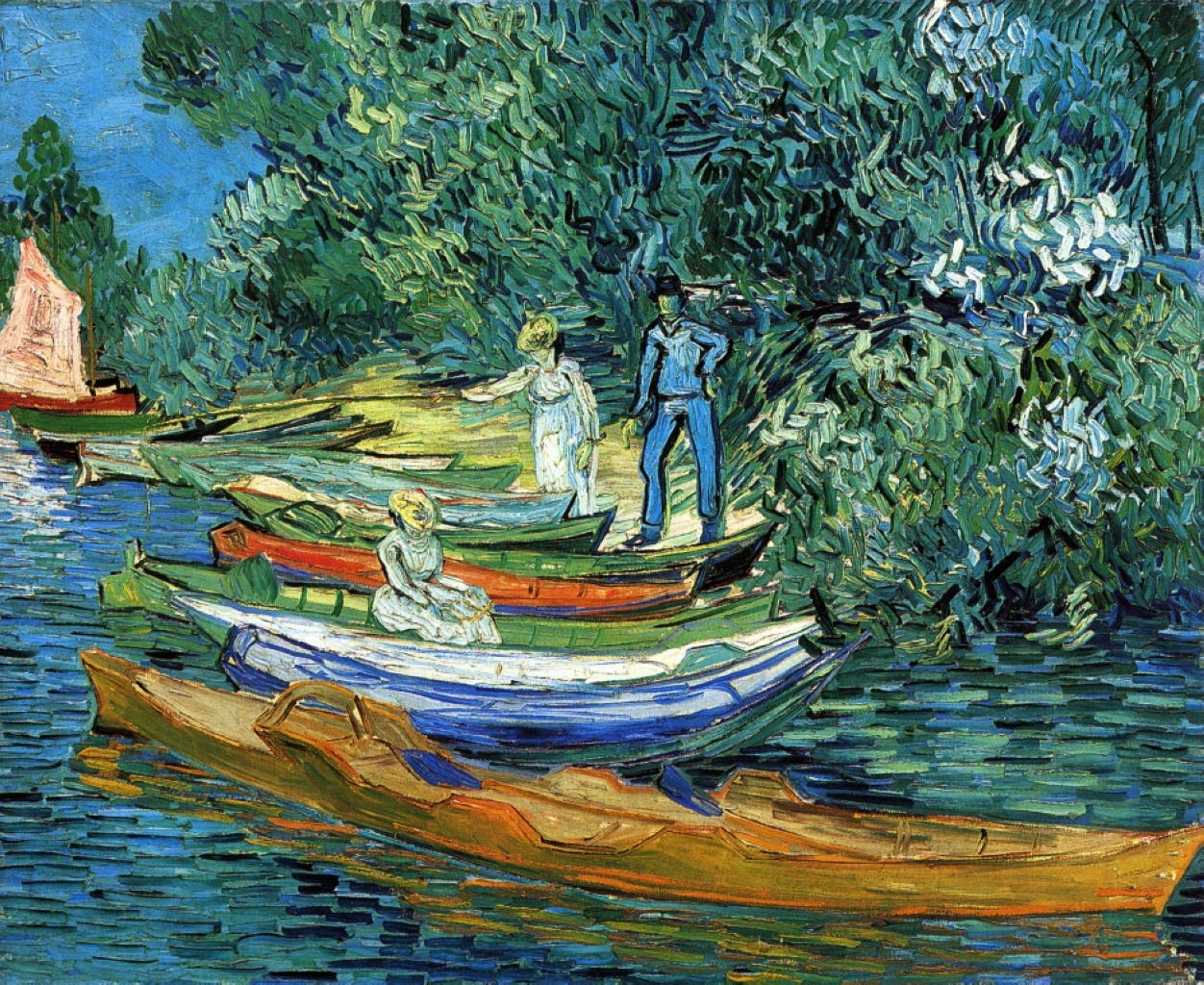 Rowing Boats on the Banks of the Oise at Auvers (1890) Vincent van Gogh tablo - Dekolata
