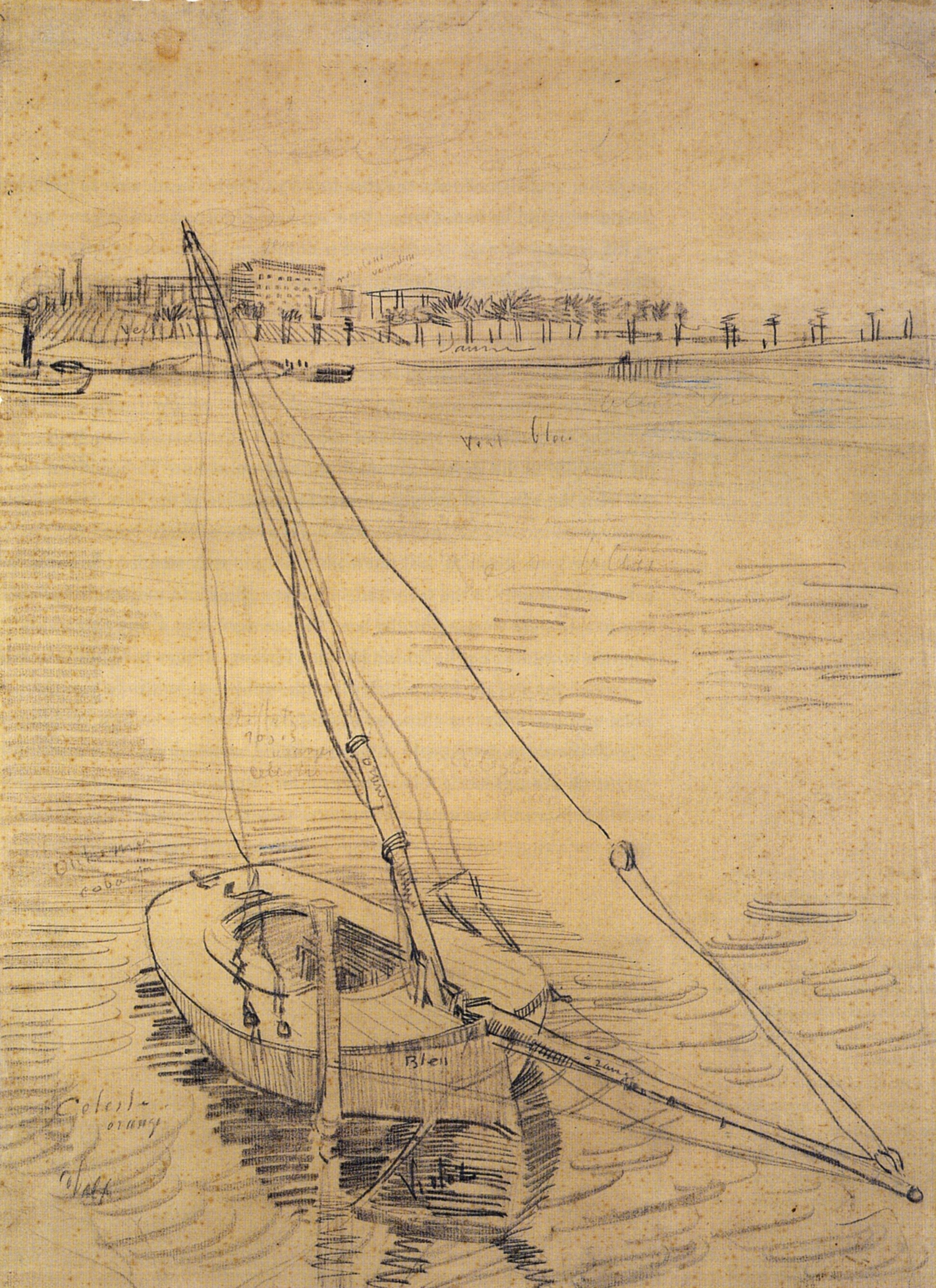 Sailing Boat on the Seine at Asnieres (1887) Vincent van Gogh tablo - Dekolata