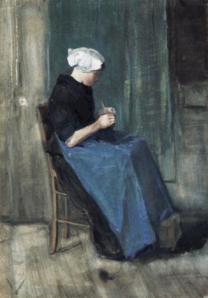 Scheveningen Woman Knitting (1881) Vincent van Gogh tablo - Dekolata