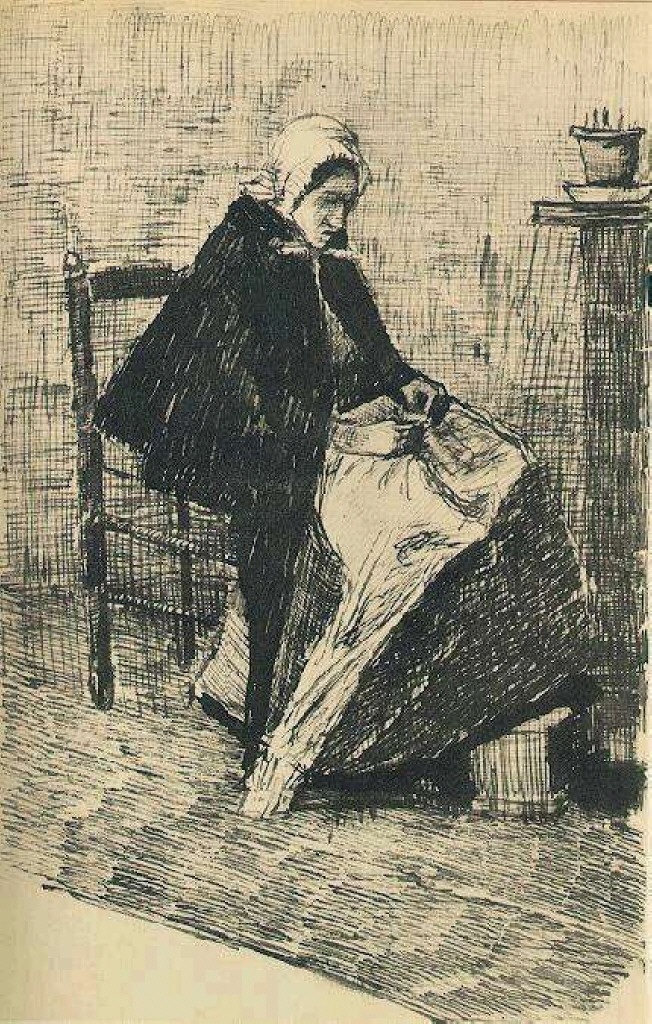 Scheveningen Woman Sewing (1881) Vincent van Gogh tablo - Dekolata