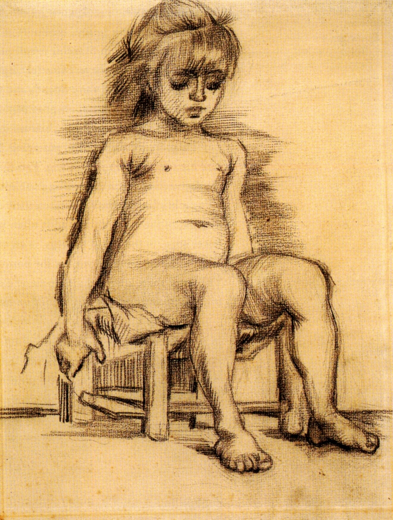 Seated Girl Seen from the Front (1886) Vincent van Gogh tablo - Dekolata