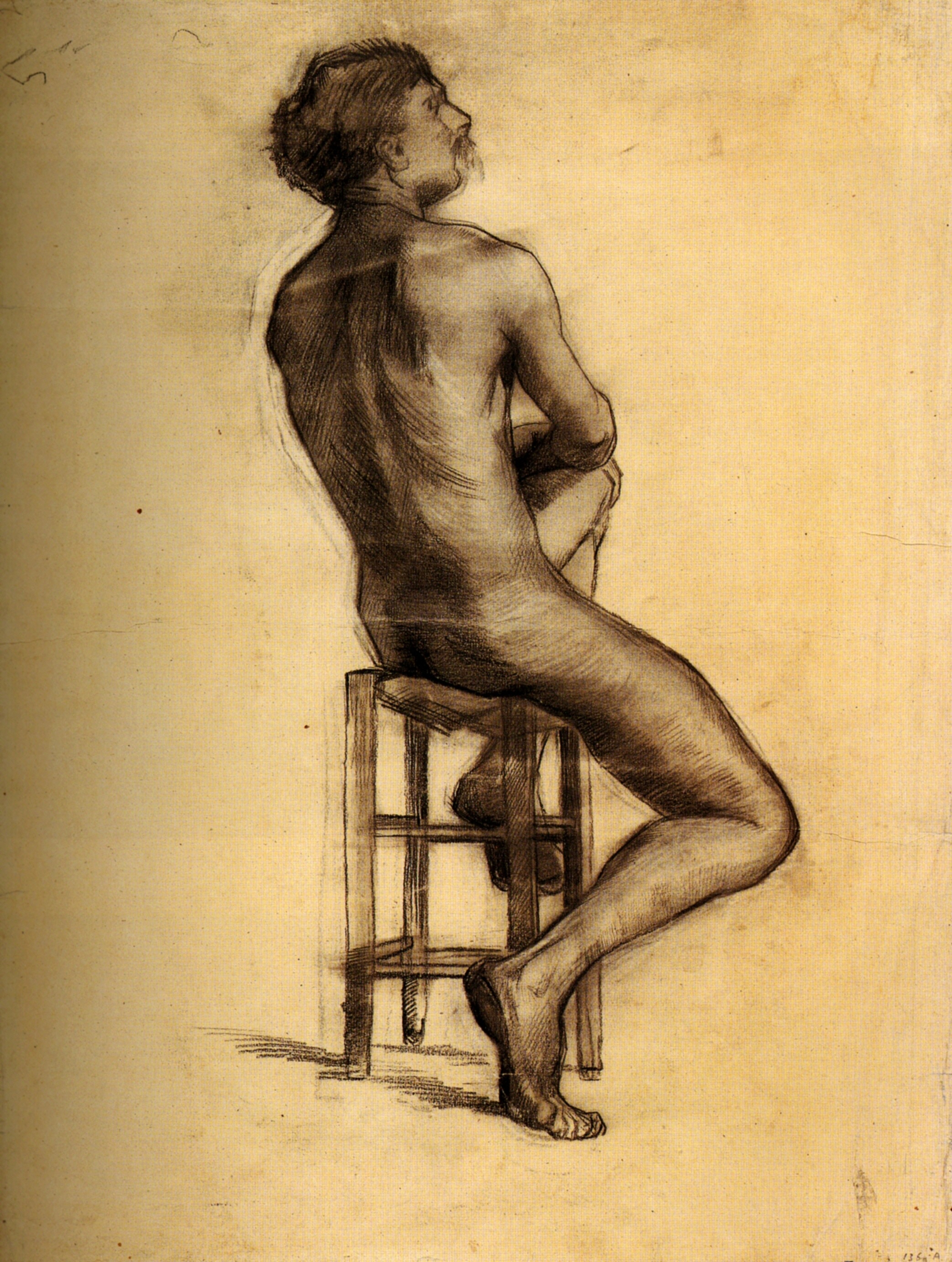 Seated Male Nude Seen from the Back (1886) Vincent van Gogh tablo - Dekolata