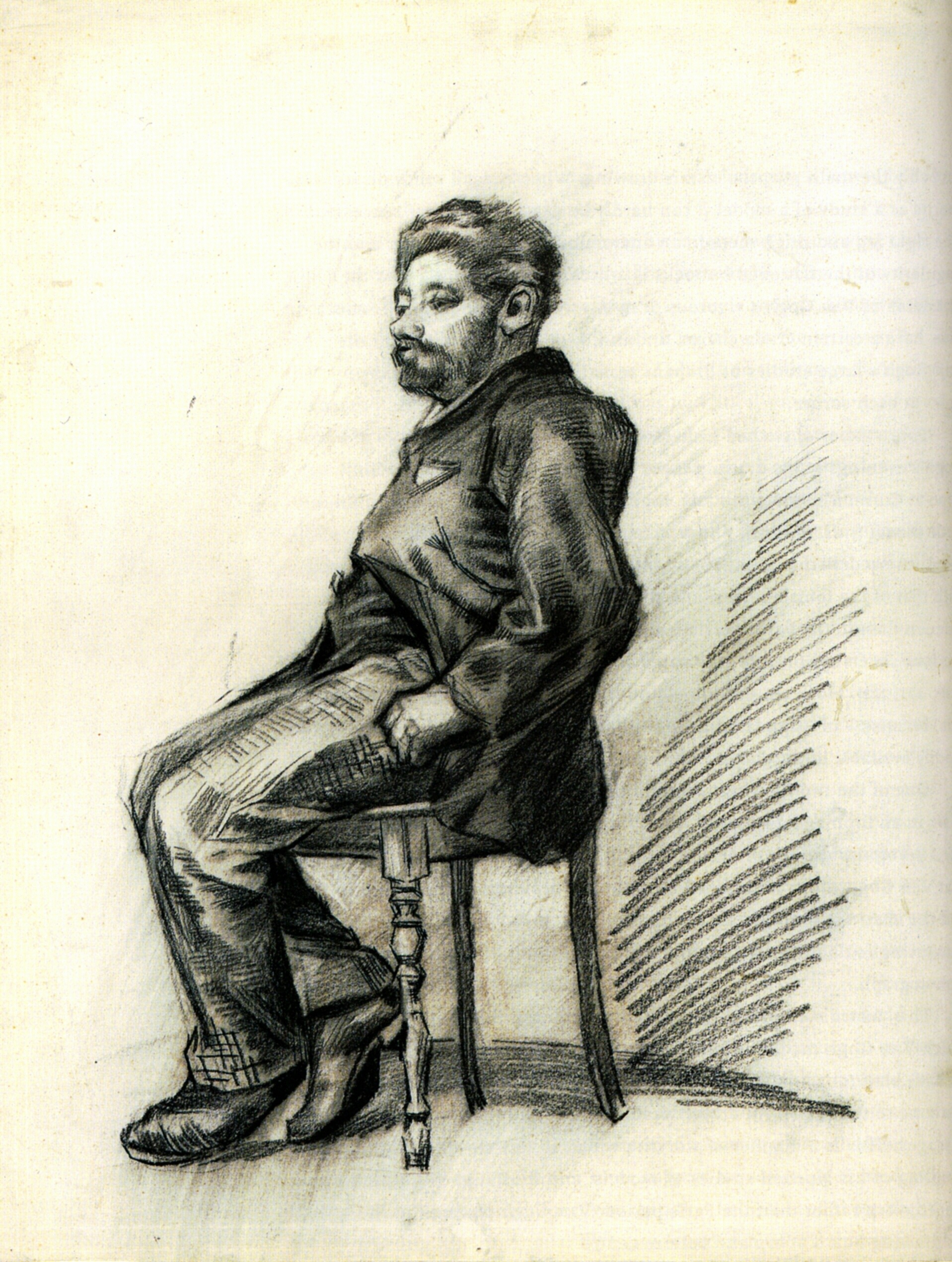 Seated Man with a Beard (1886) Vincent van Gogh tablo - Dekolata