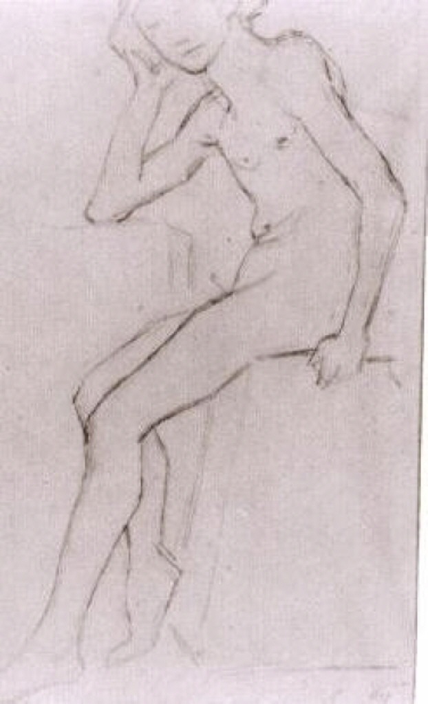 Seated Nude after Bargues (1890) Vincent van Gogh tablo - Dekolata